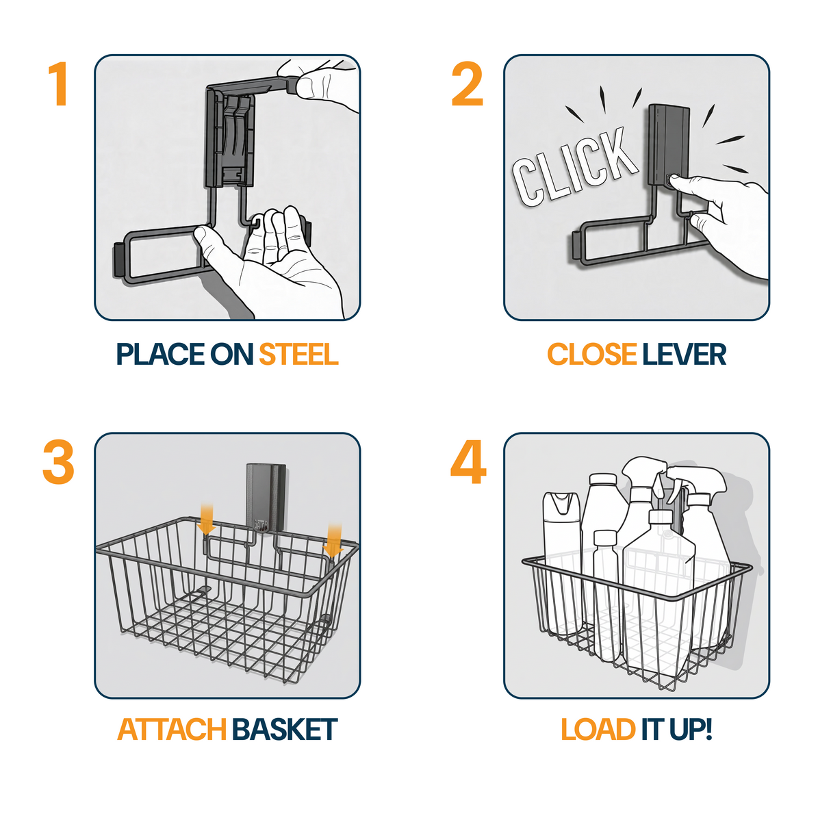 Gator Magnetics Utility Basket with Towel Bar - 15kg Capacity