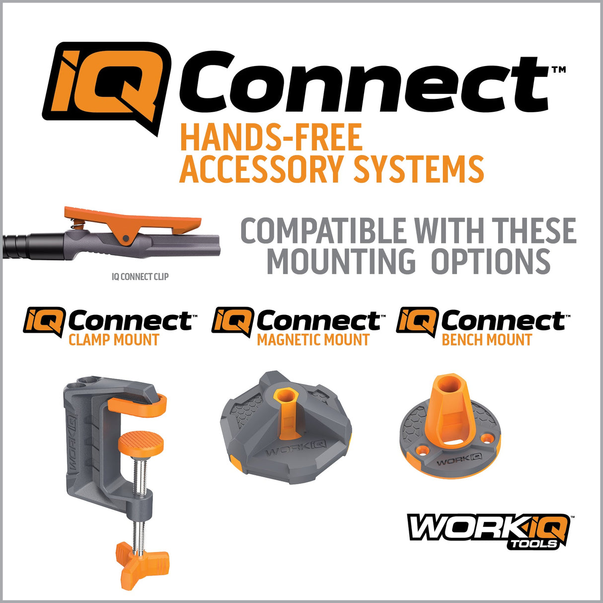 Work IQ Tools - IQ Connect™ Hands-Free Accessory System (With 3 Bench Mounts)