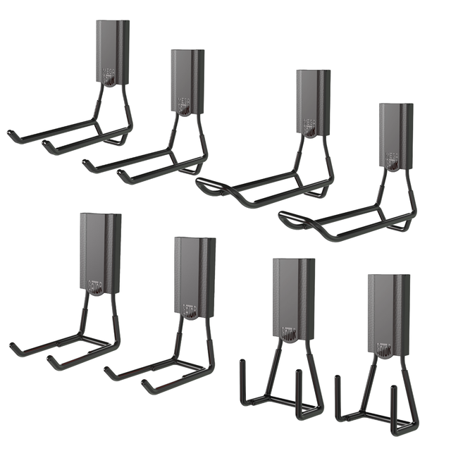 Gator Magnetics The Pro Tradie 8 Bundle — bundle contents laid out, black magnetic hooks arranged in rows