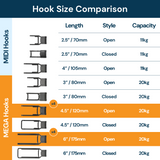 Heavy Duty MEGA Hook Bundle – 8 Pack (4.5" & 6")