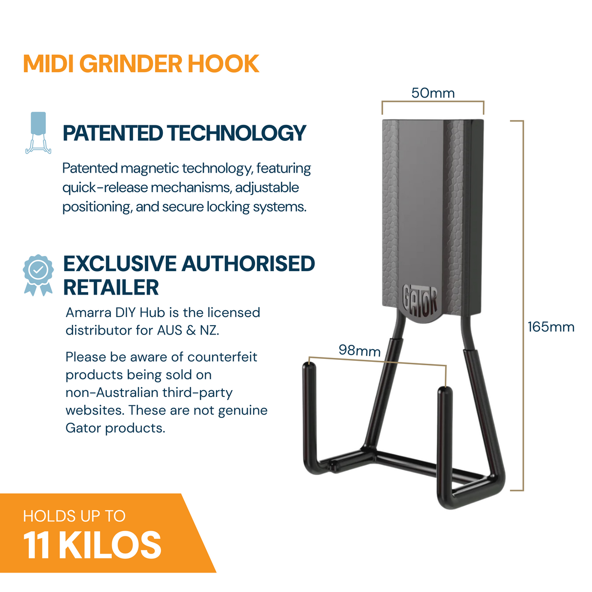 Gator Magnetics Angle Grinder Hooks - 11kg Capacity