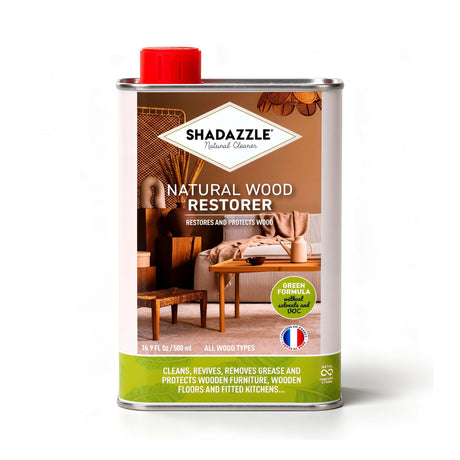 Shadazzle Natural Wood Restorer 500ml tin, green formula without solvents, made in France